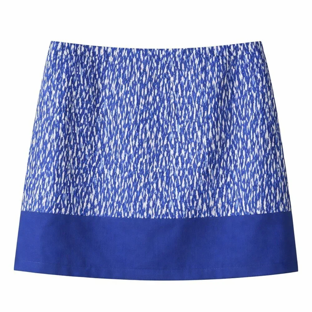 NWT MICHAEL MICHAEL KORS Blue White Abstract Cotton Blend Skirt Size 16